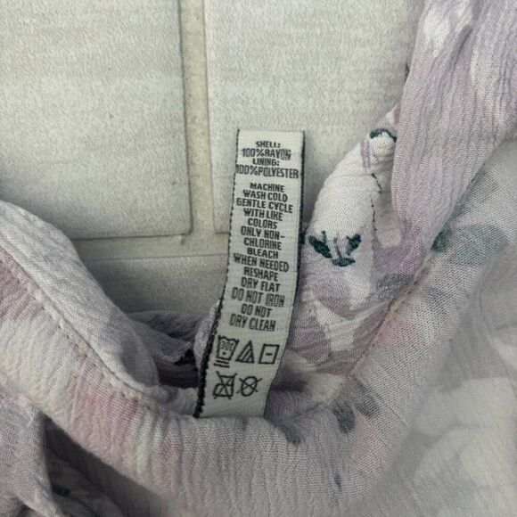 American Rag Floral Printed Ruffle Trim Wrap Dress Gray Mini Floral V-Neck Small - Picture 7 of 10